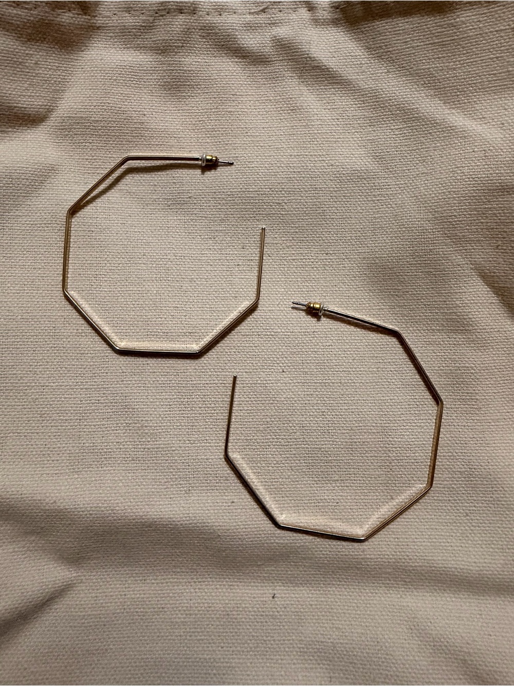 Gold Octagon Hoop Earrings- Post Closure